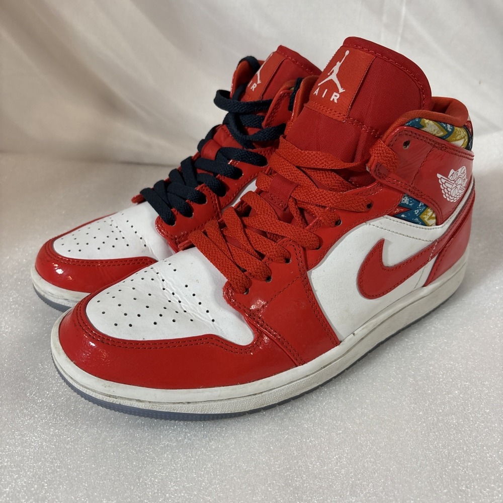 Jordan 1 Mid SE Barcelona Sweater Red Patent, 2021 GS, Size 7.5 US, DC7294-600 - Picture 1 of 7